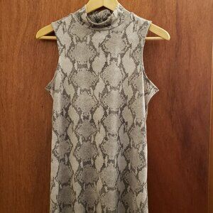 Banana Republic Womens Snakeskin Print Mock Neck Column Midi Dress Size XS